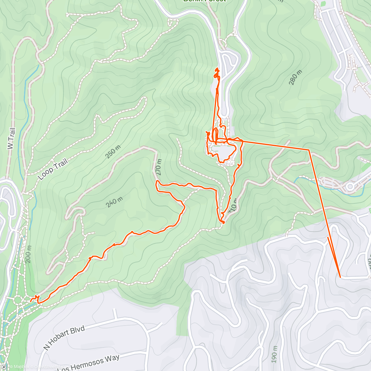 Map of the activity, Griffith Park Hike