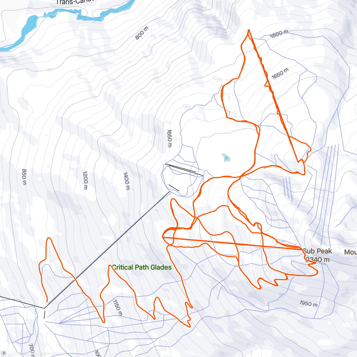 Map of the activity, Stoked at Revelstoke, again.