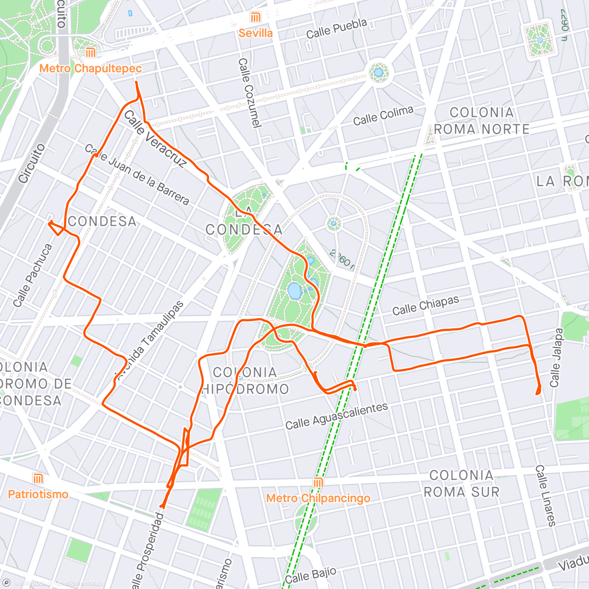 Map of the activity, Last day in CDMX walking