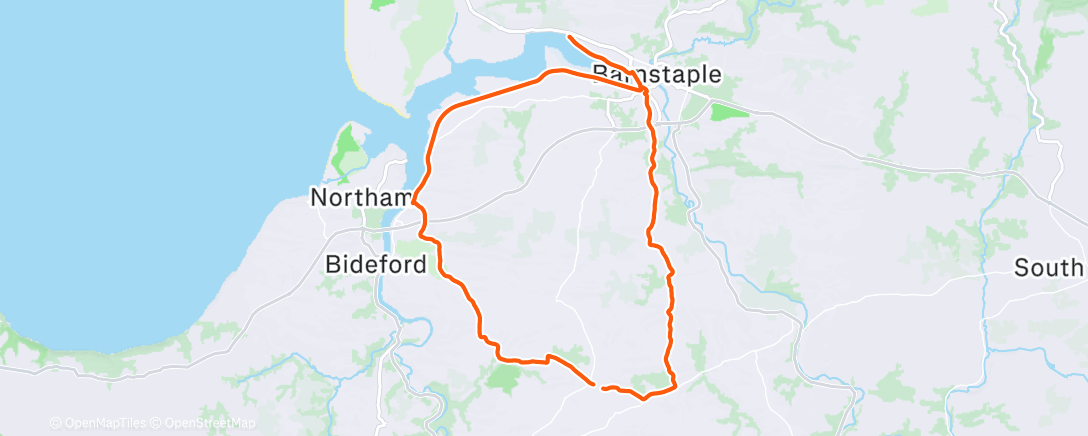 Map of the activity, Barnstaple Instow ride - tarka trail and stuff