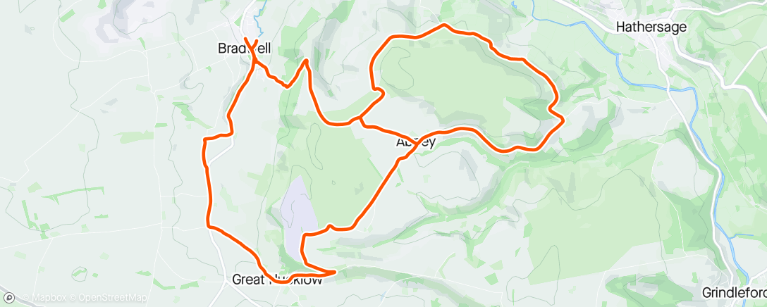 Map of the activity, Abney Moor figure of 8, and Bradwell Edge descent