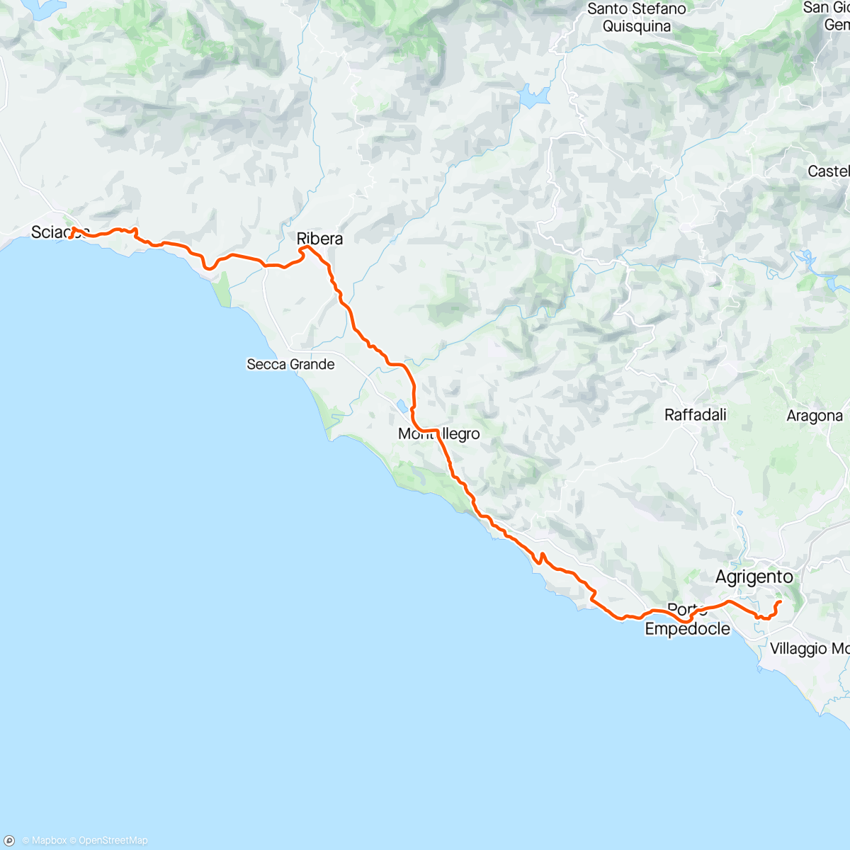 Map of the activity, Periplo della Sicilia con Anna.5° tappa Sciacca - Agrigento.