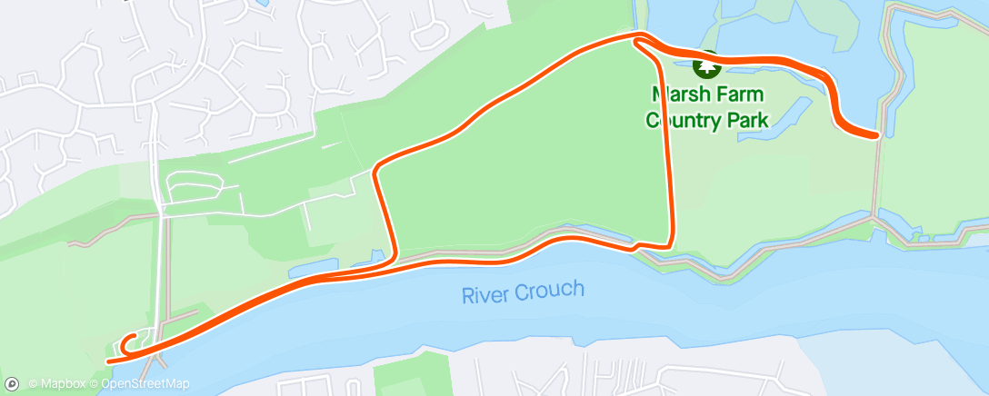 Map of the activity, South Woodham Ferrers parkrun
