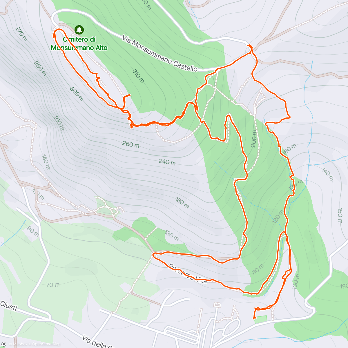 Map of the activity, Morning hike in Tuscany