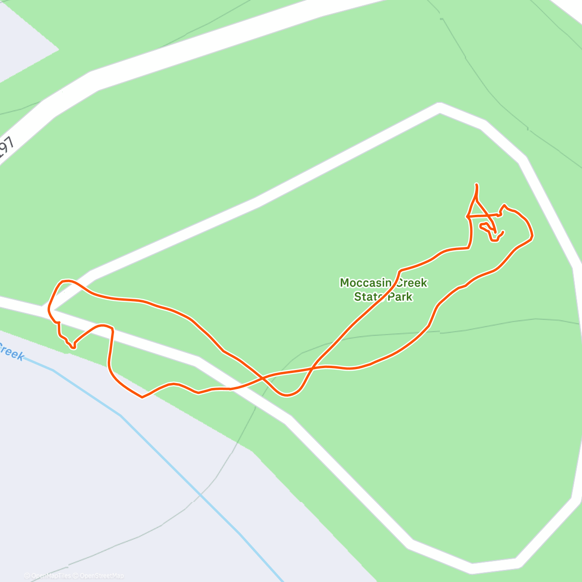 Map of the activity, Moccasin Creek State Park Check-In