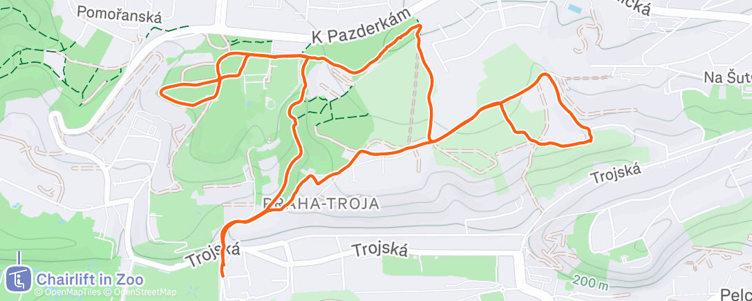 Map of the activity, Afternoon Run