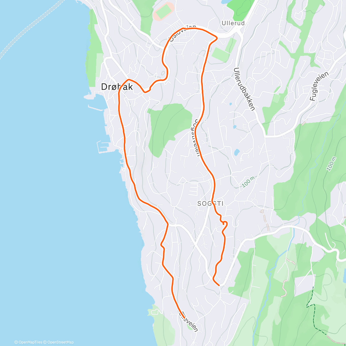 Map of the activity, Afternoon Run