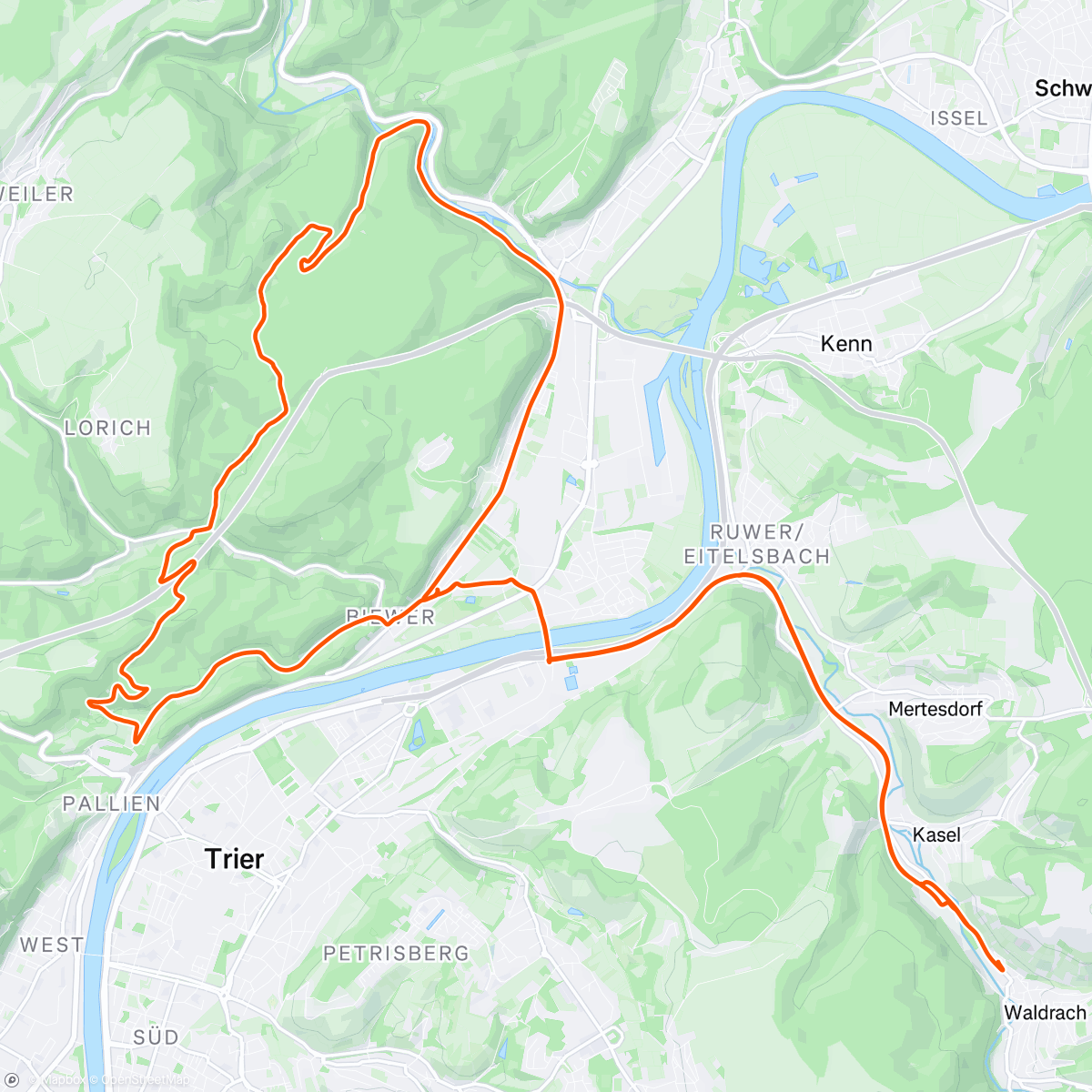 Mapa da atividade, Mountainbike-Fahrt am Nachmittag