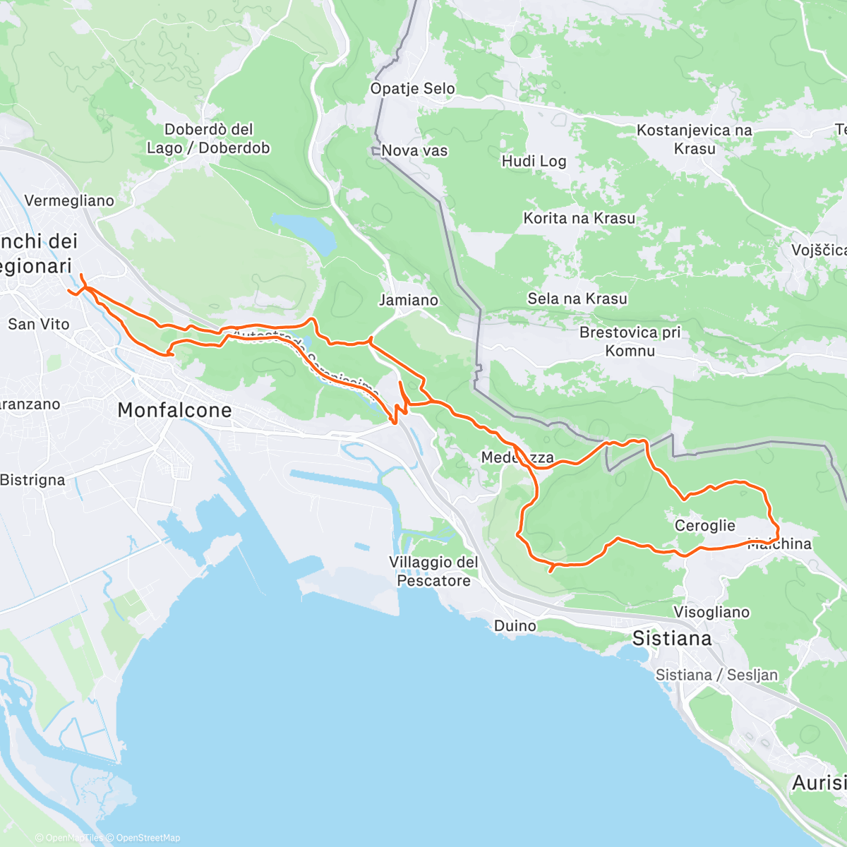 Map of the activity, Sessione di mountain biking mattutina