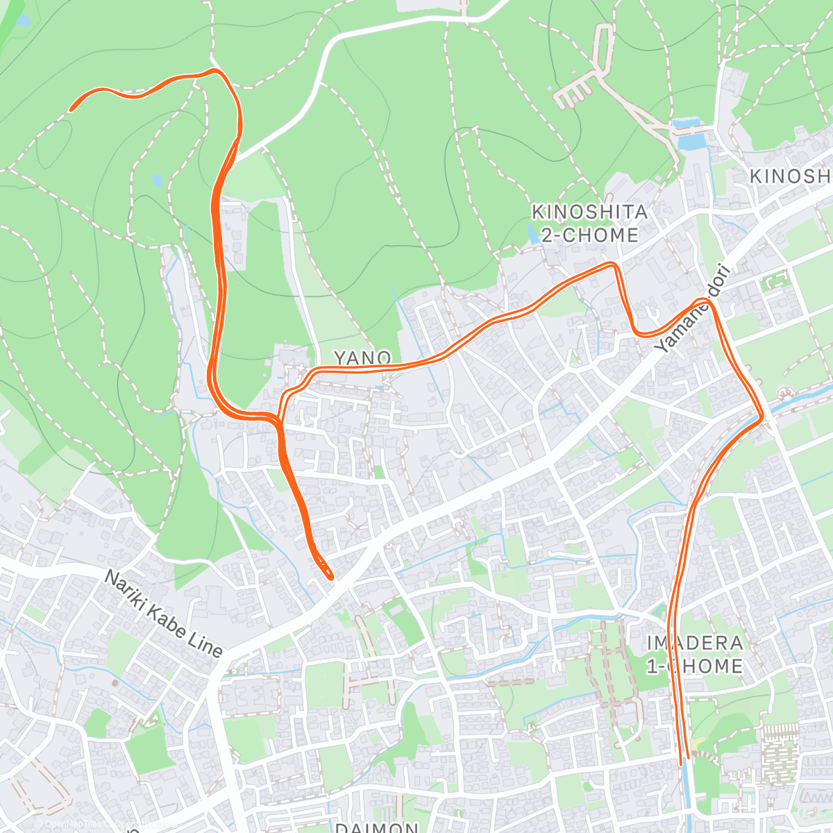 Map of the activity, 5x600m坂8%↗️🥵