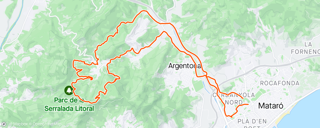 Map of the activity, recorrido de ida y vuelta Mataró