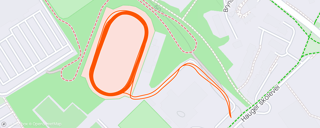 Map of the activity, 8x 400m + 200m flyt