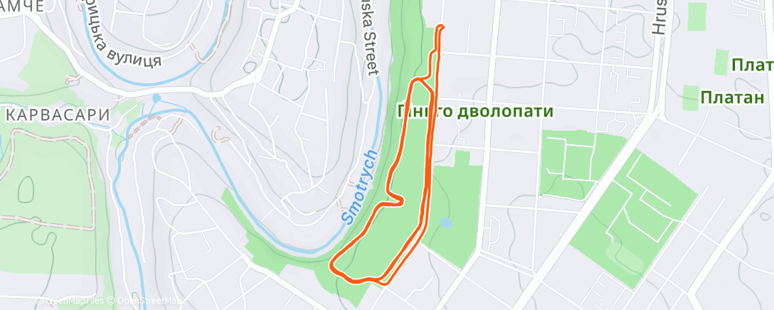 Map of the activity, Afternoon Run
