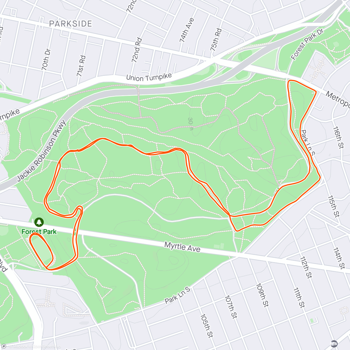 Mapa da atividade, Forrest Park Runners Classic 4 Mile Road & Trail