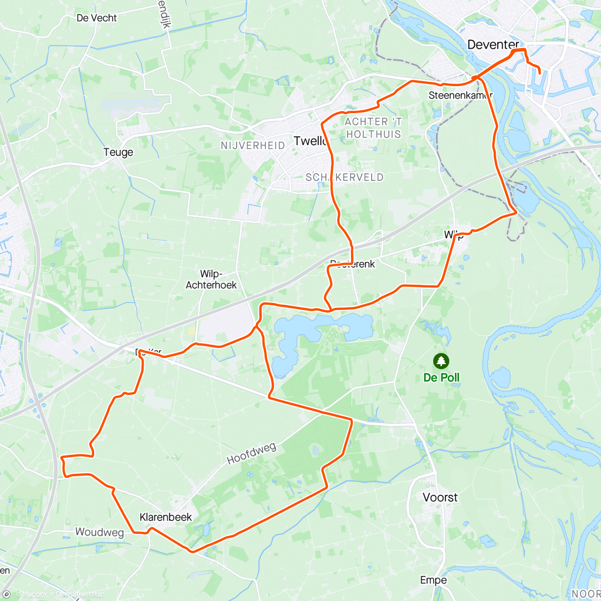 Map of the activity, Modderige Maar Mooie Meet Ride