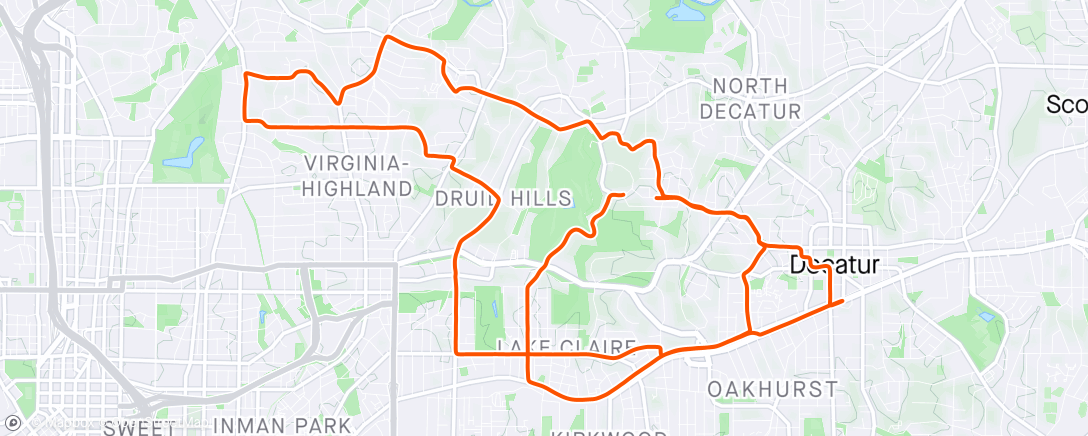Map of the activity, Tuesday Hill Ride