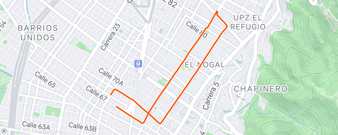Map of the activity, Vuelta en bicicleta de montaña eléctrica nocturna