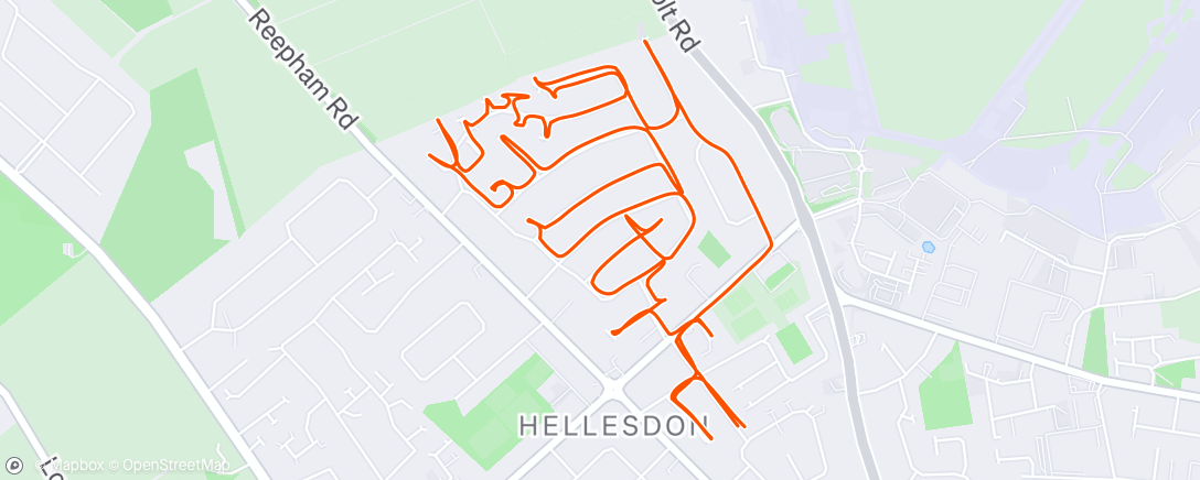 Map of the activity, Tuesday Norwich run
