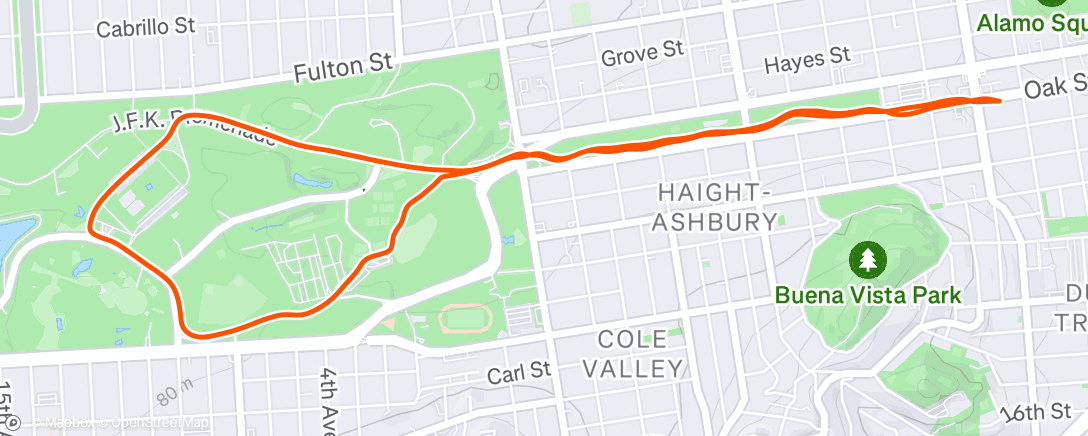 Map of the activity, Afternoon Run