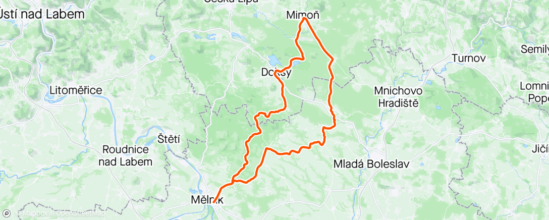 Map of the activity, MMM (Mělník - Mimoň - Mělník)