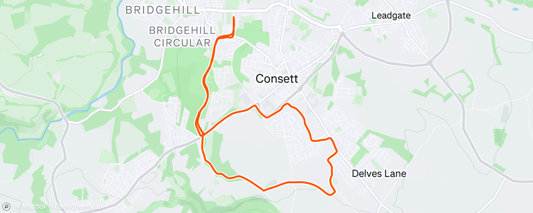 Map of the activity, Ice Ice Baby Consett, England ⛅