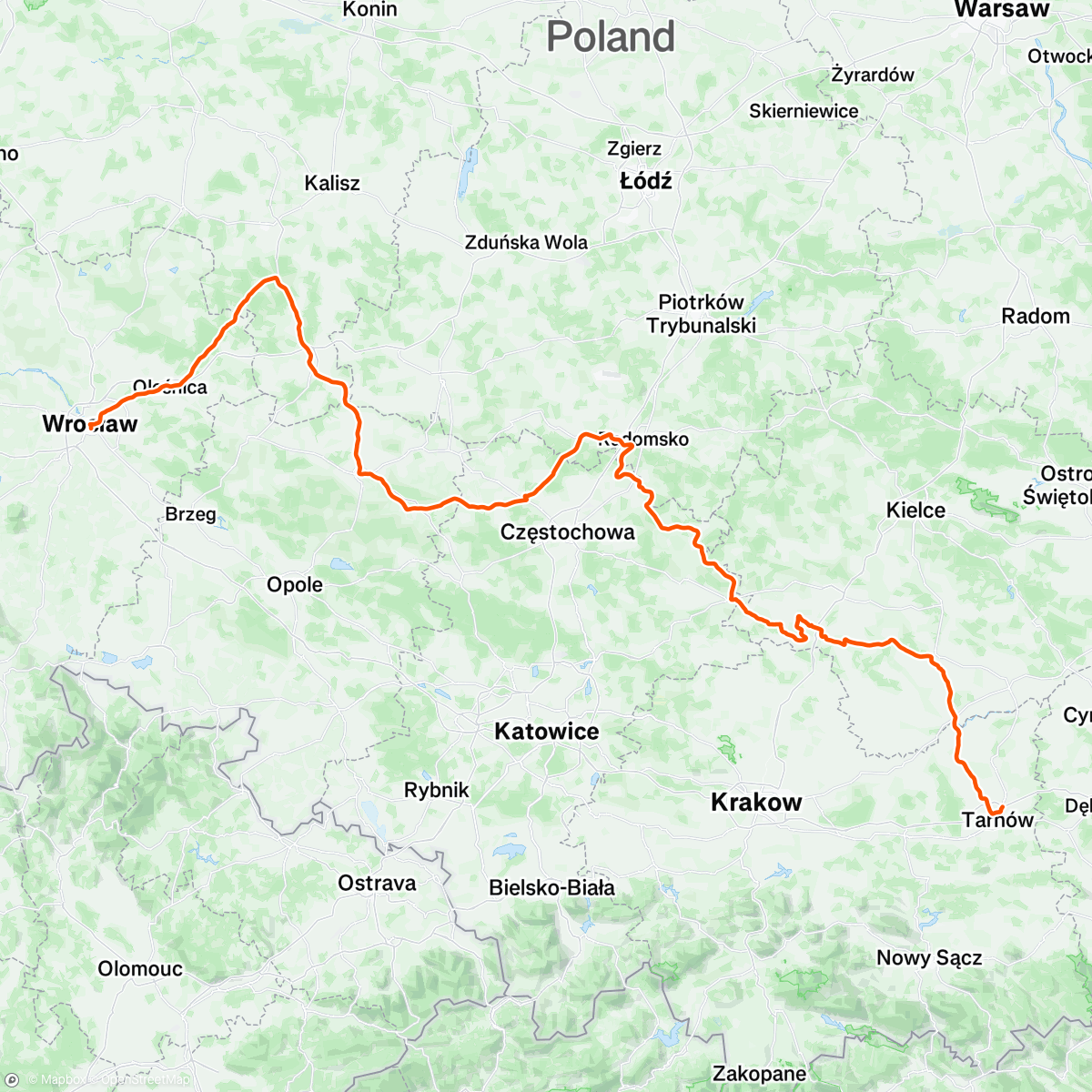 Map of the activity, Z Wrocławia do Tarnowa