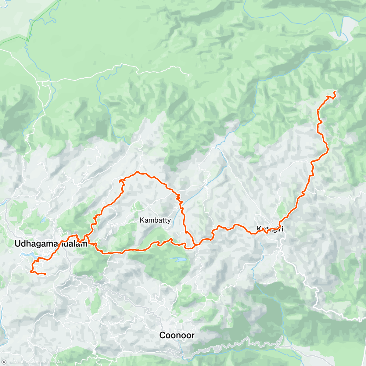 Map of the activity, Tour of Nilgiris, Day 7