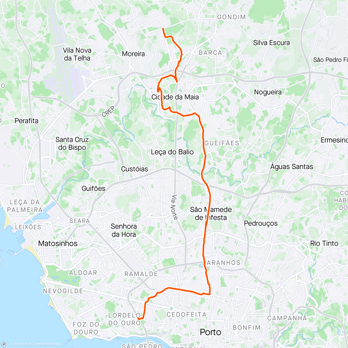Map of the activity, Afternoon fixie commute