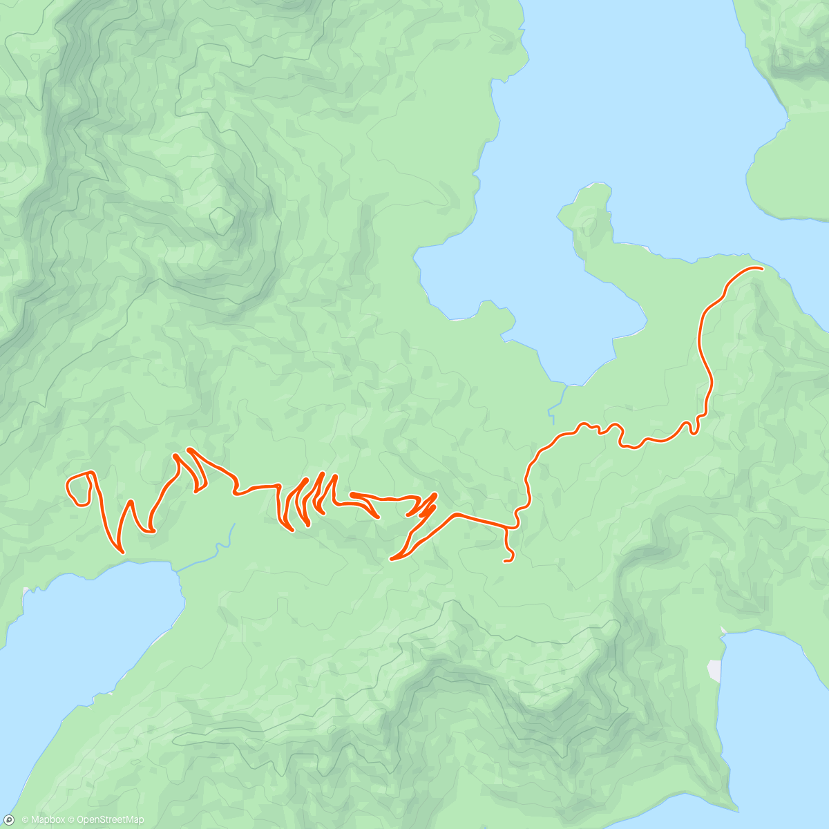 Map of the activity, Riding up a mountain with Fin while Friends are skiing down them