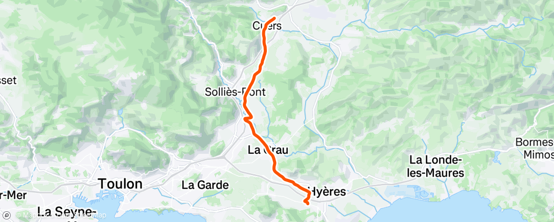 Map of the activity, Sortie vélo le matin