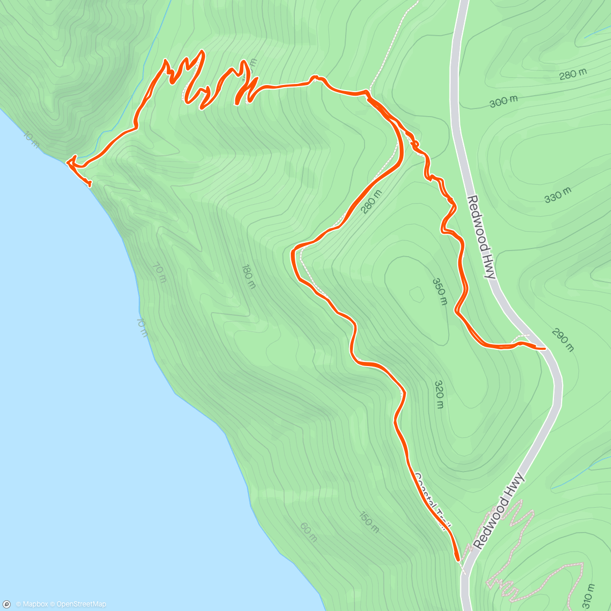 活动地图，Damnation Creek Trail