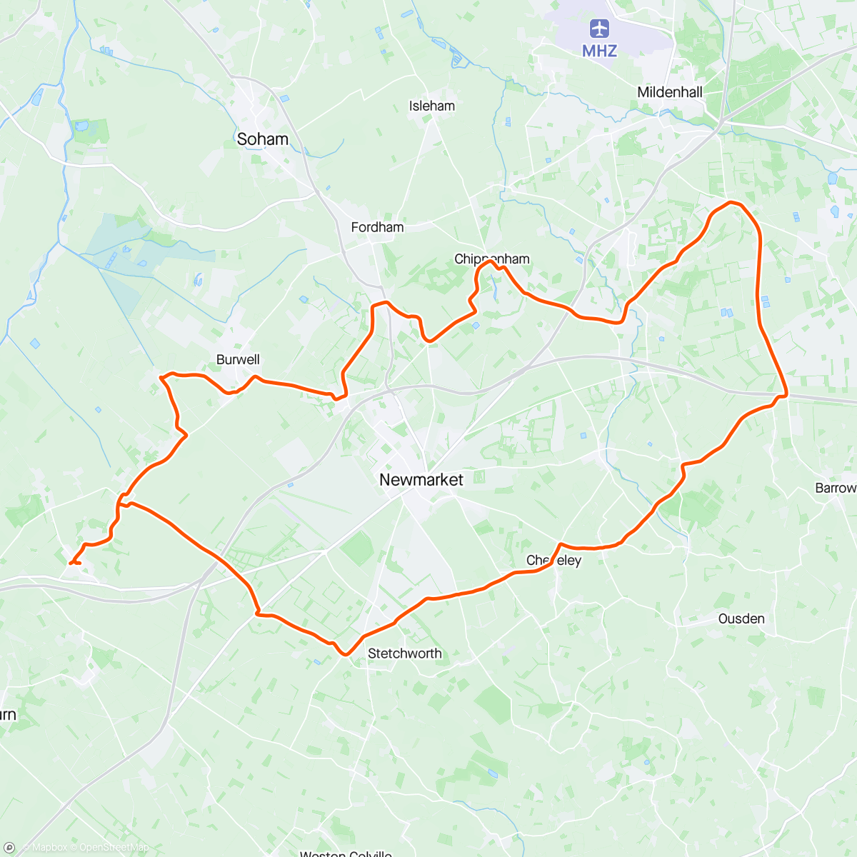 Map of the activity, Morning Ride solo shattered due to lack of miles & recovering from flu