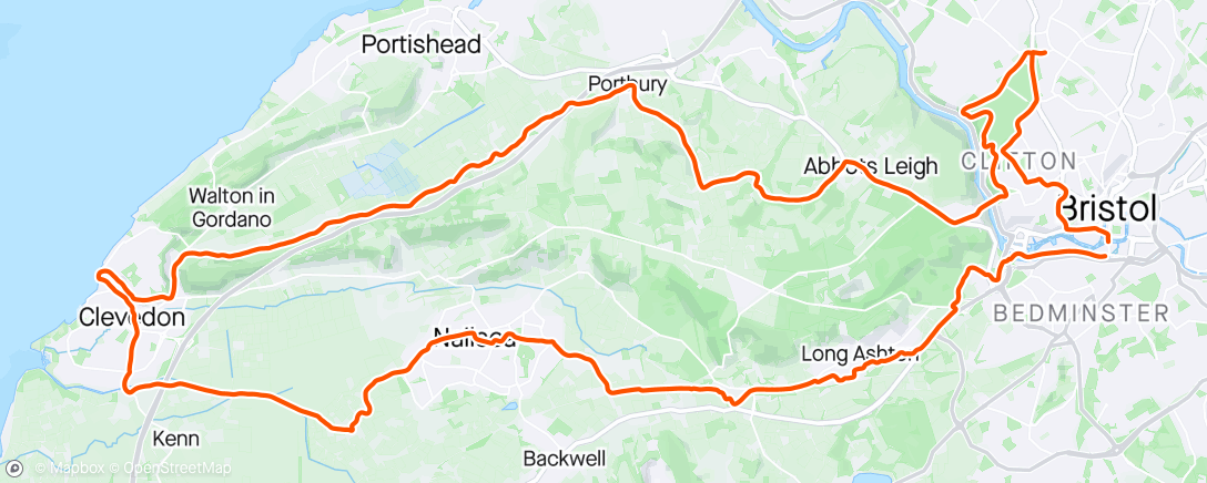 Map of the activity, Bristol rehab ride III. Komoot's route