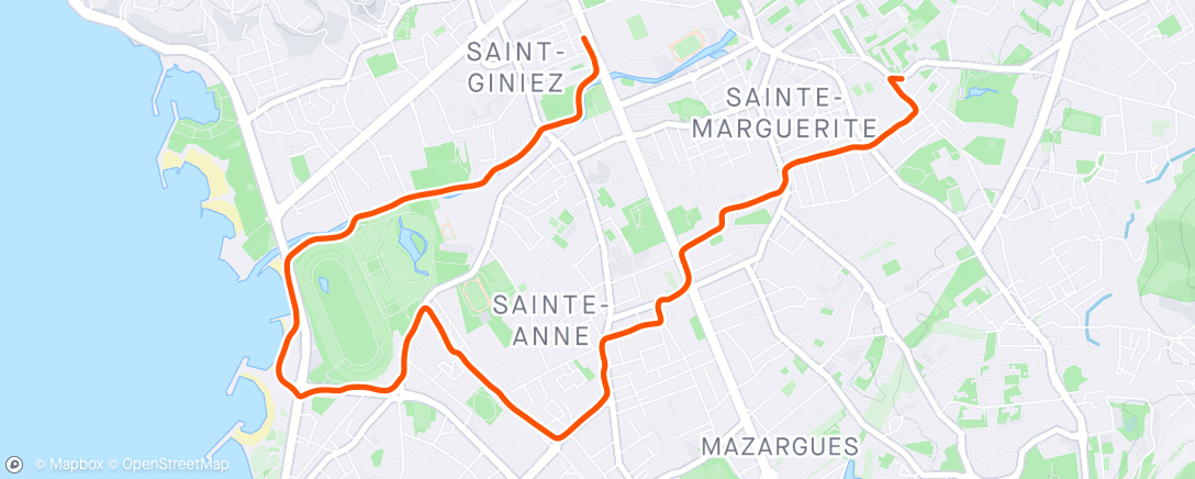 Map of the activity, Run afterwork à Marseille