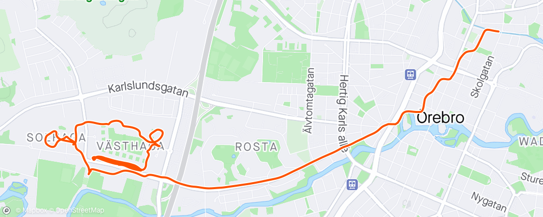 Mapa de la actividad (DM sprint Örebro + hem)