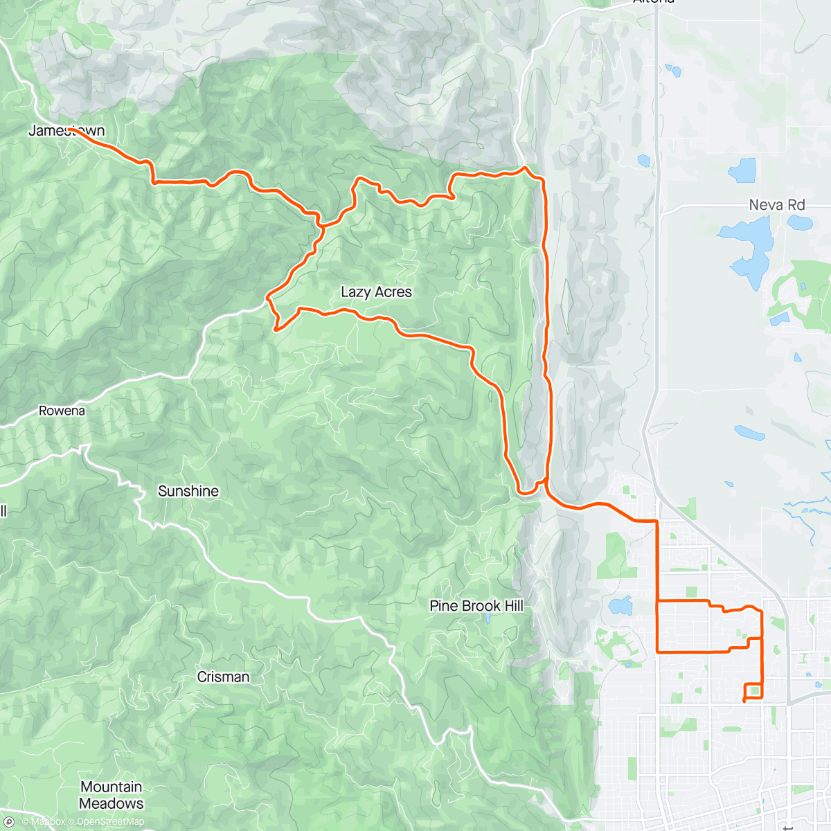 Map of the activity, Old Lefthand Lee James Stage Town Canyon Road.