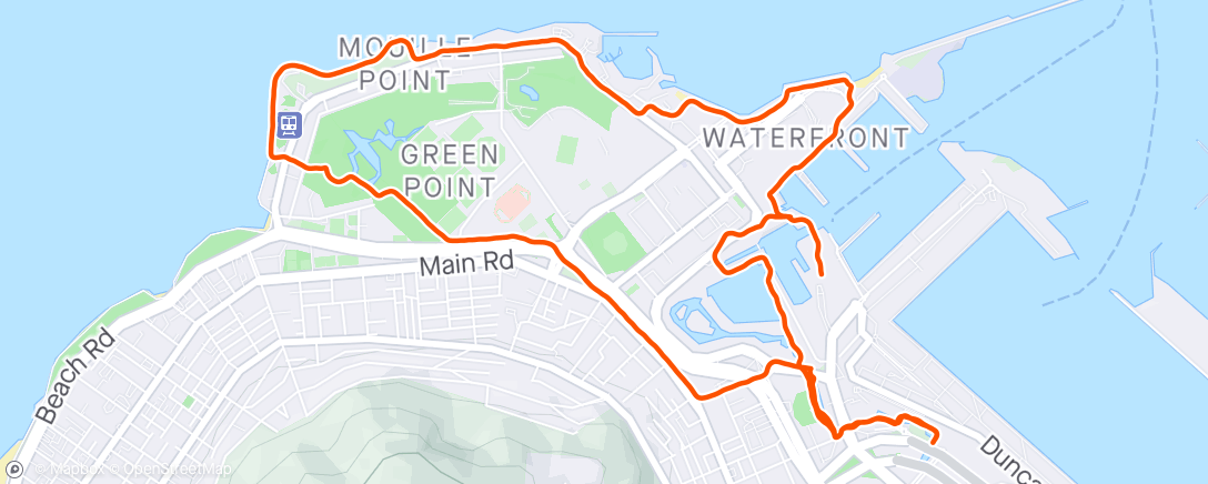 Map of the activity, Waterfront run in reverse