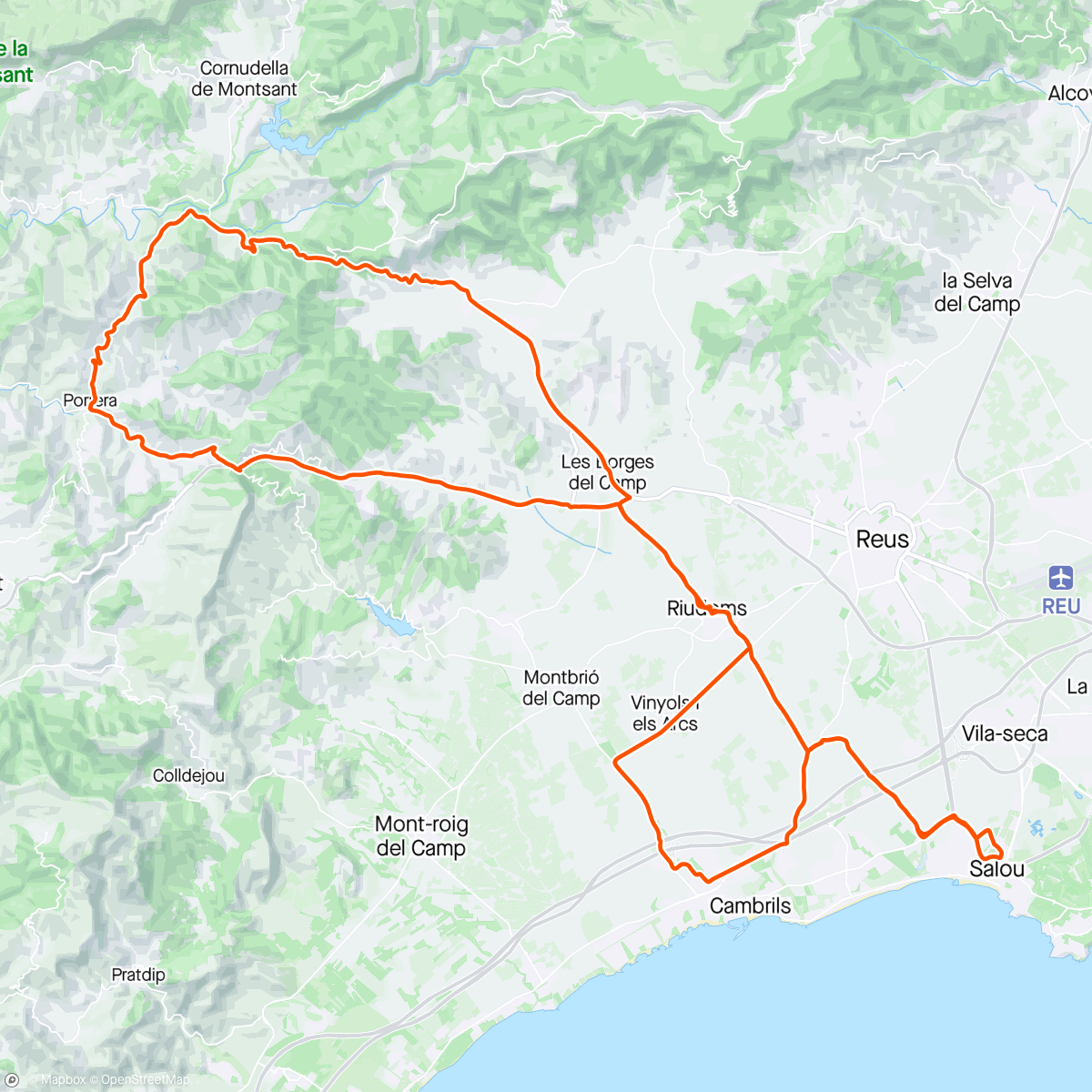 Karte der Aktivität „Alforja-Porrera ride 💨💨💨💨”