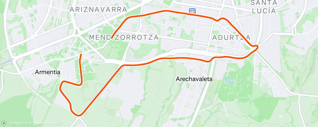 Map of the activity, Carrera de noche