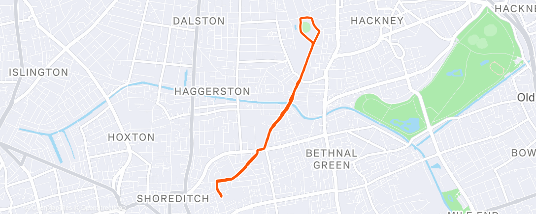 Map of the activity, Afternoon Run