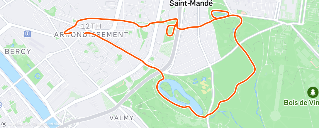 Map of the activity, Evening Run