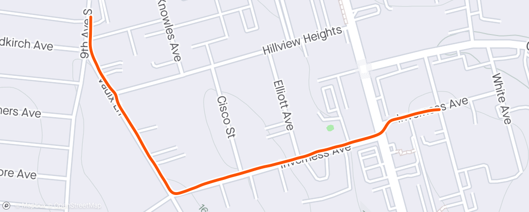 Map of the activity, jog to gym