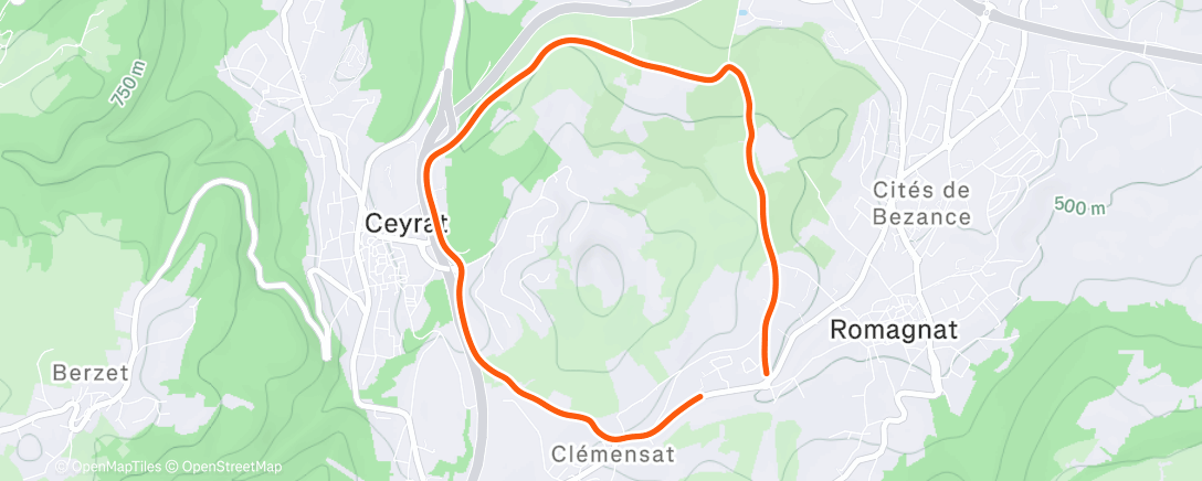 Map of the activity, Course à pied le matin