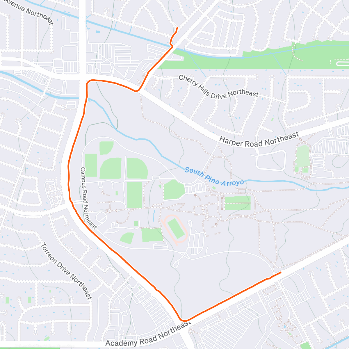 Map of the activity, Afternoon Trail Run