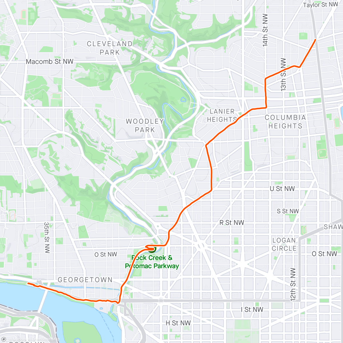 Map of the activity, Ride to kayak