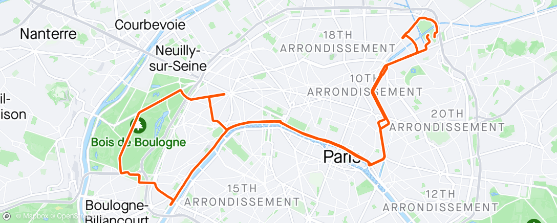 Mapa da atividade, Garmin Triathlon de Paris (Virtual)