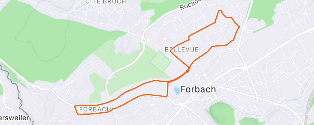 Map of the activity, Course à pied le midi