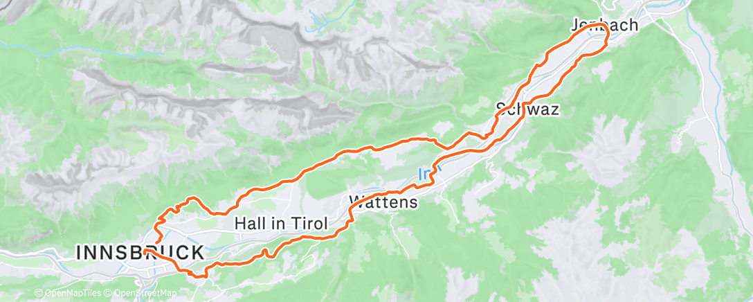 Map of the activity, Radfahrt am Mittag