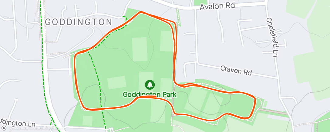 Map of the activity, Orpington ParkRun, Goddington Park