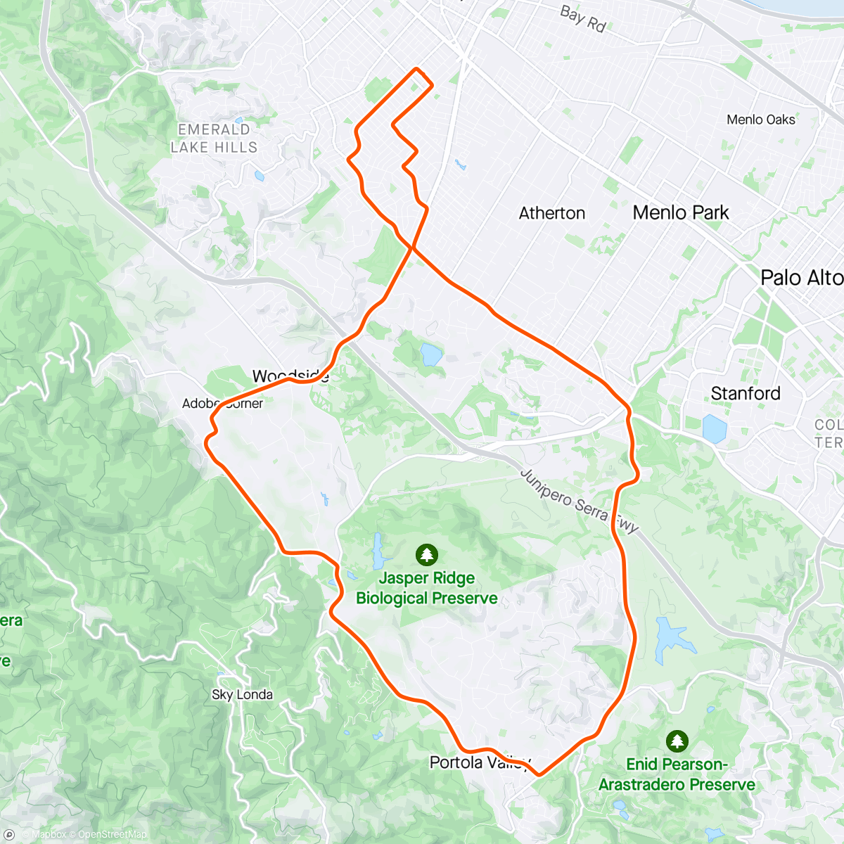 Mapa de la actividad, Portola bike